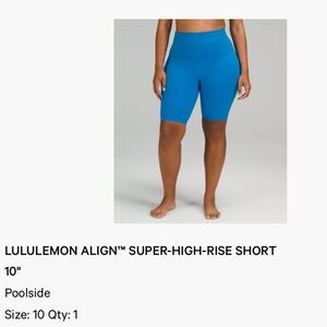 GUC Lululemon Align Super High-Rise Short 10" - Poolside - Size 10